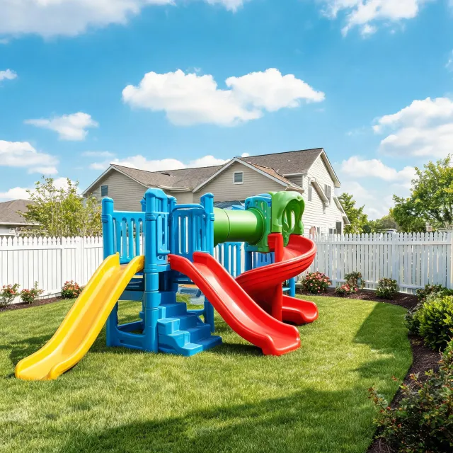 Two slide outdoor playset